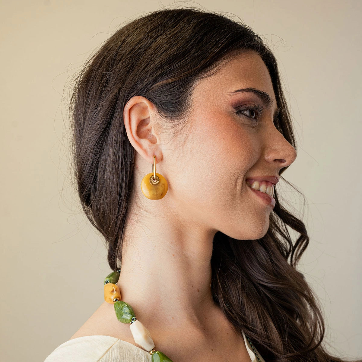Pendientes Marbles Xyra Amarillo Anartxy