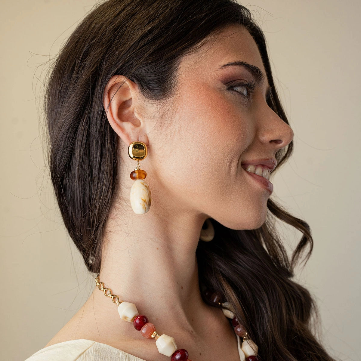 Pendientes Marbles Strata Beige Anartxy