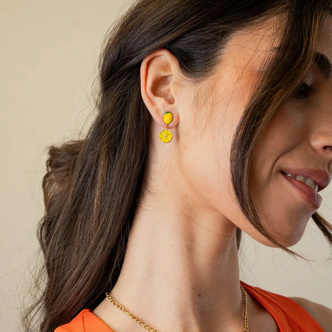 Pendientes Vine Lemina Amarillo Anartxy