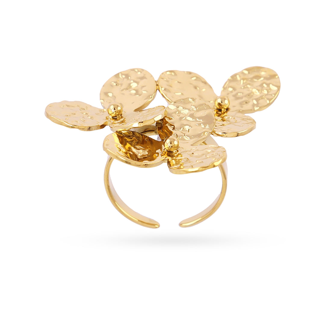 Anillo ajustabe Essentials flor martillada Dorado Anartxy
