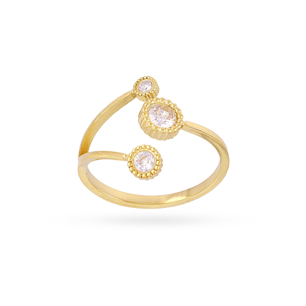 Anillo ajustable con circonitas blancas Dorado Anartxy