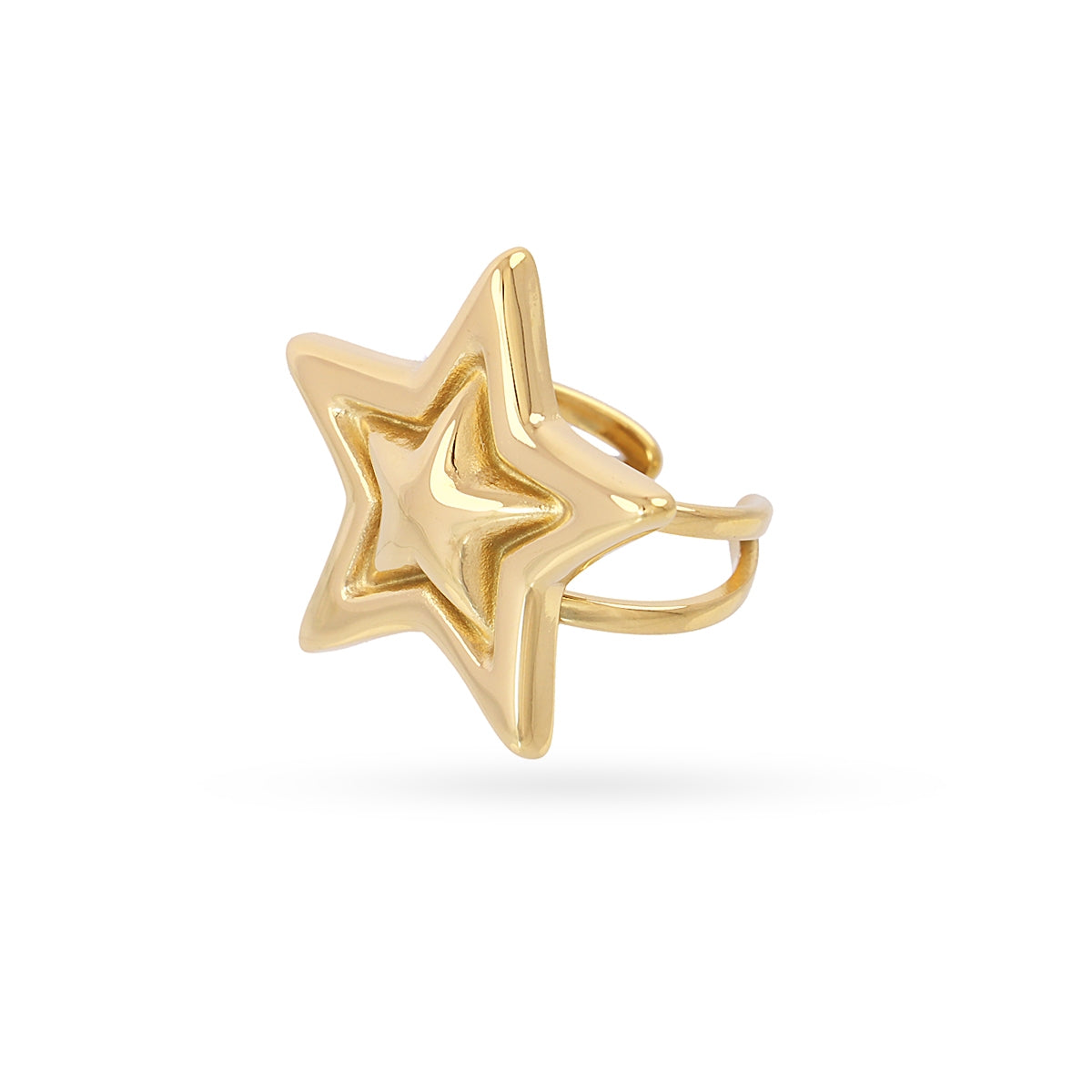 Anillo ajustable con estrella gruesa Dorado Anartxy