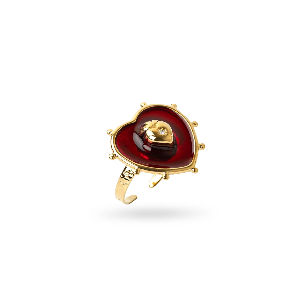 Anillo ajustable corazón sagrado Dorado Anartxy