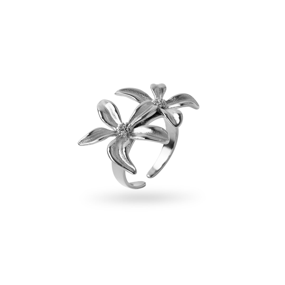 Anillo ajustable Essentials doble flor Plateado Anartxy