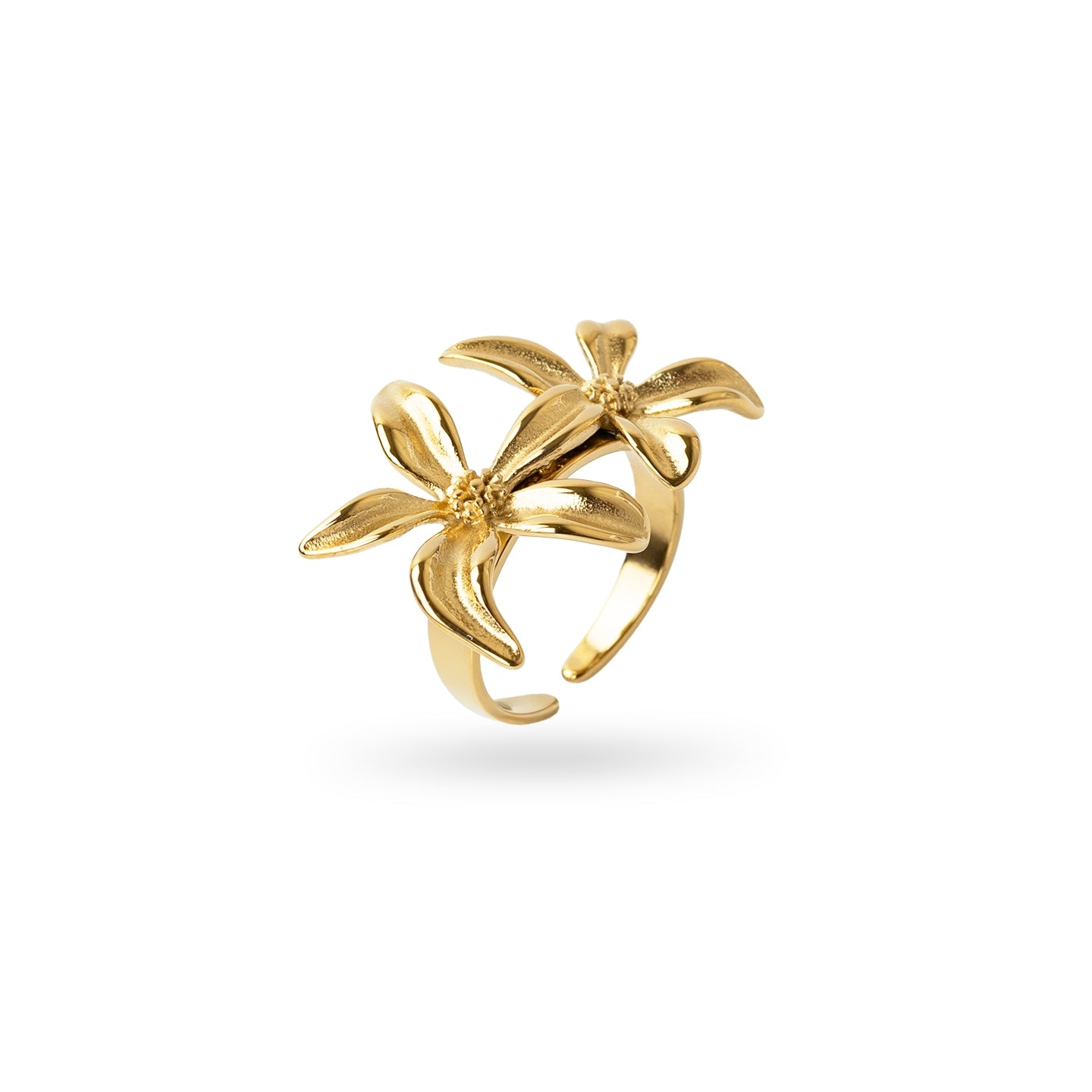 Anillo ajustable Essentials doble flor Dorado Anartxy