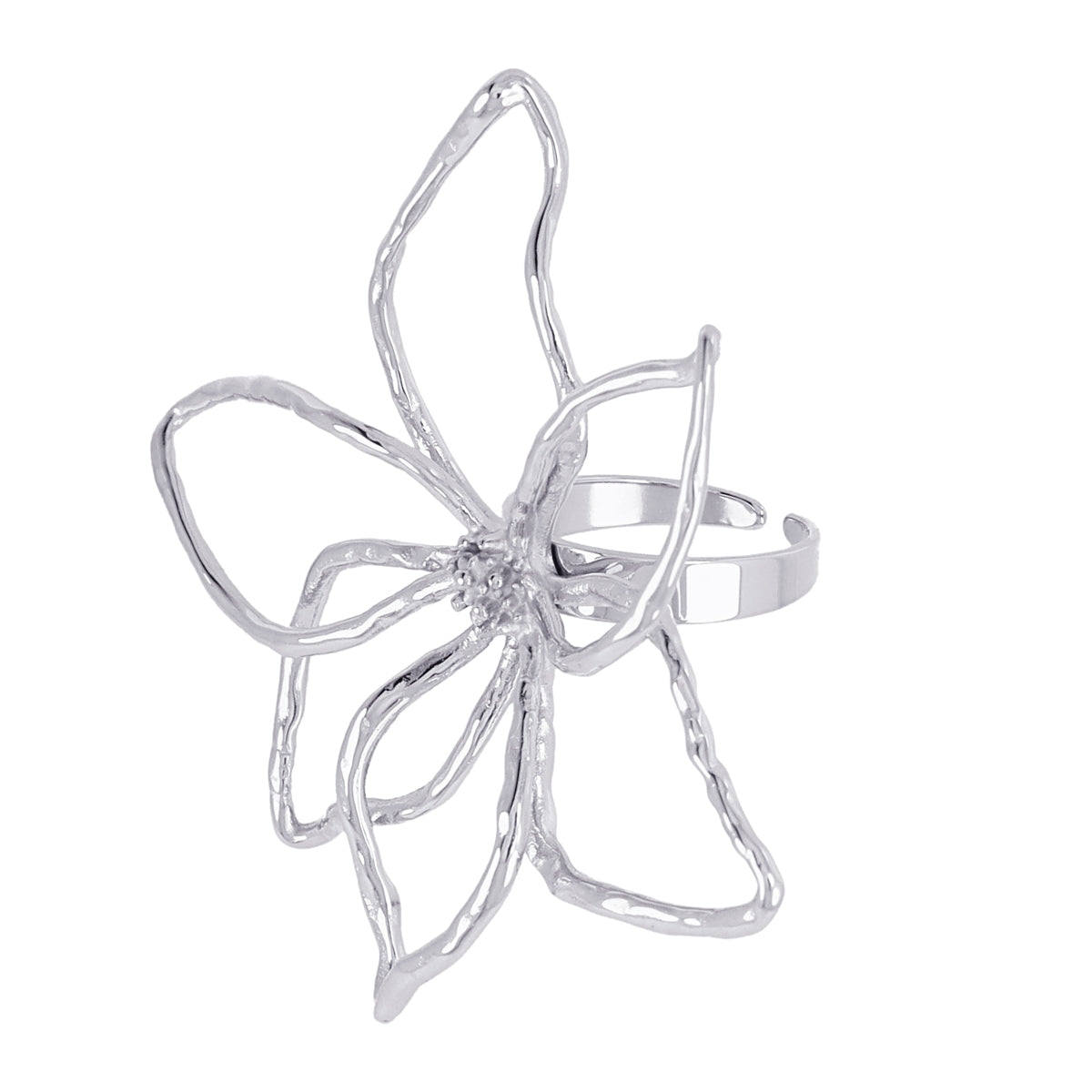 Anillo ajustable Essentials flor abstracta Plateado Anartxy