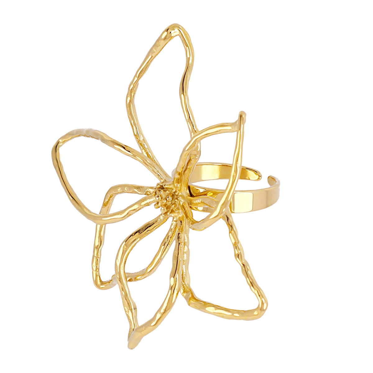 Anillo ajustable Essentials flor abstracta Dorado Anartxy