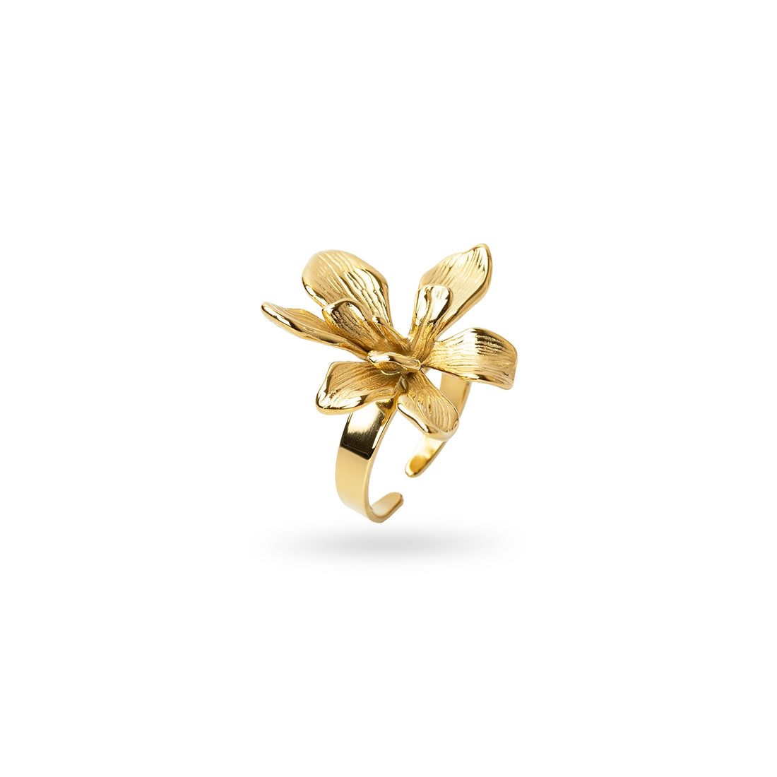 Anillo ajustable Essentials flor relieve Dorado Anartxy