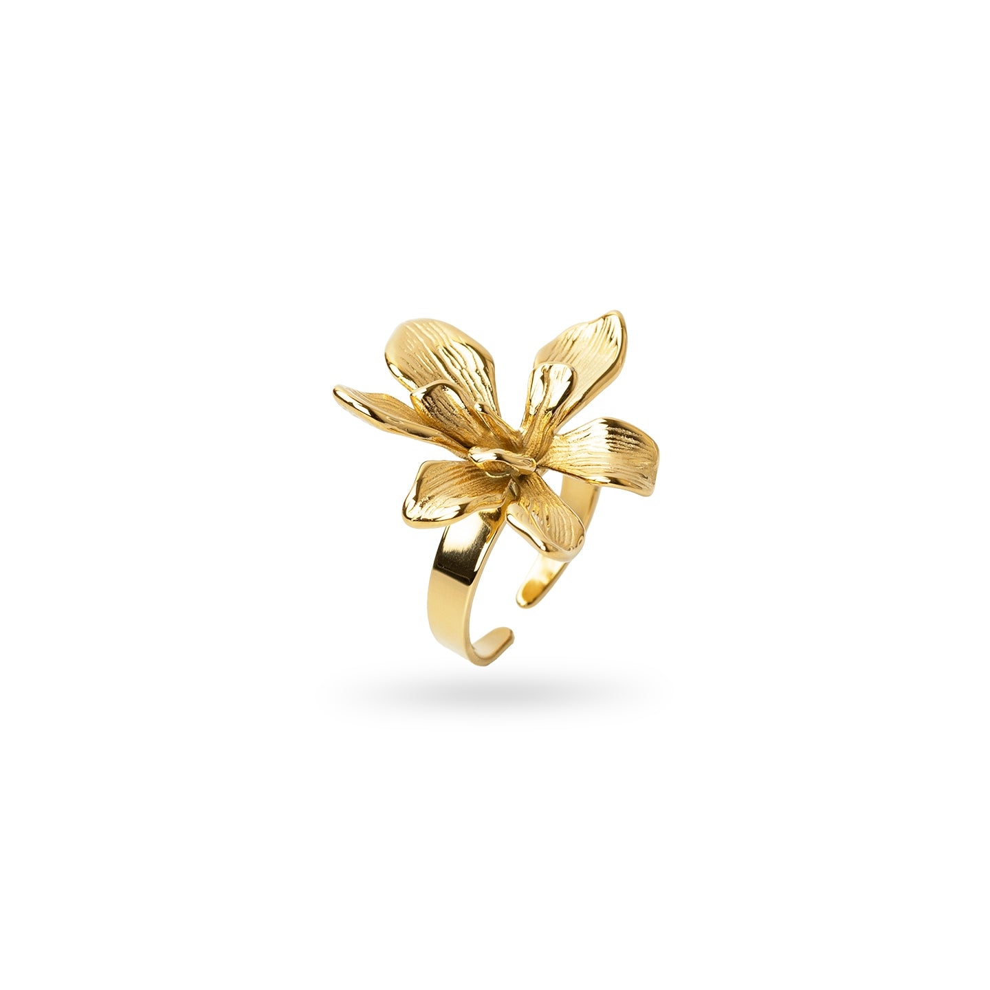 Anillo ajustable Essentials flor relieve Dorado Anartxy
