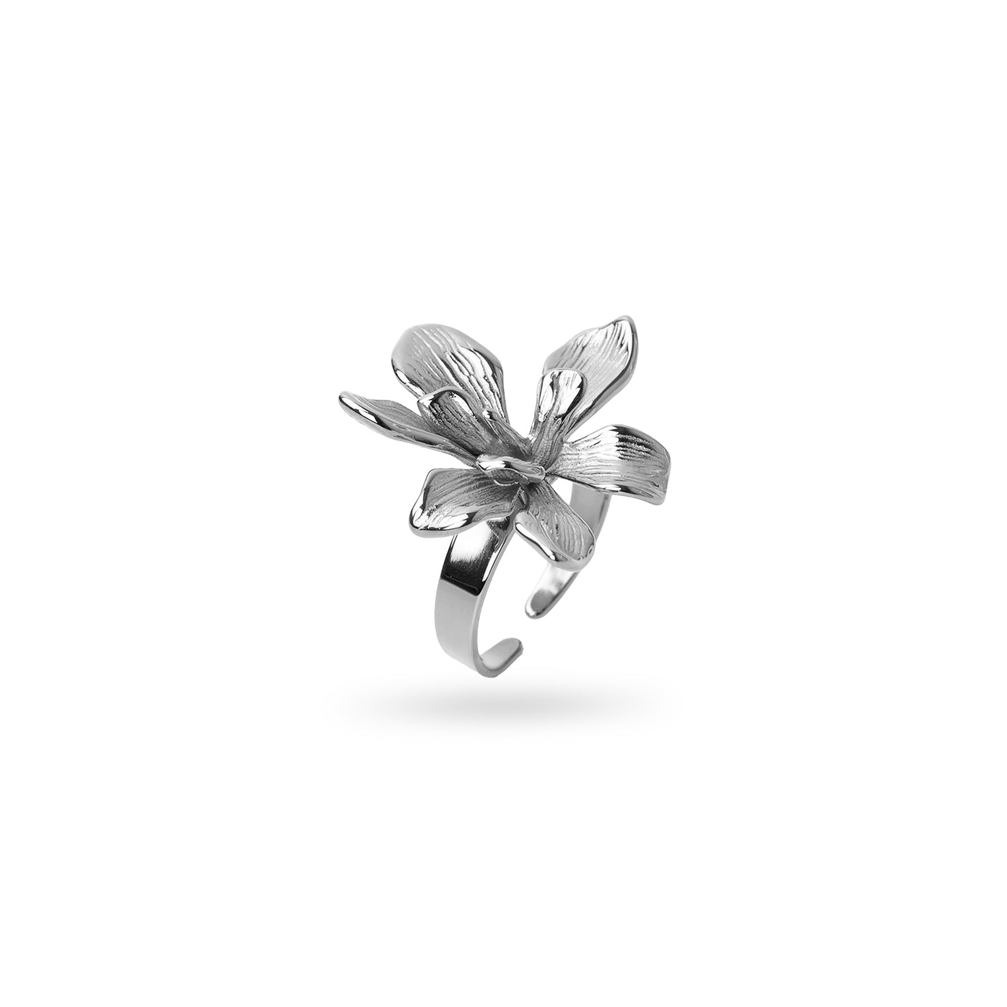 Anillo ajustable Essentials flor relieve Plateado Anartxy