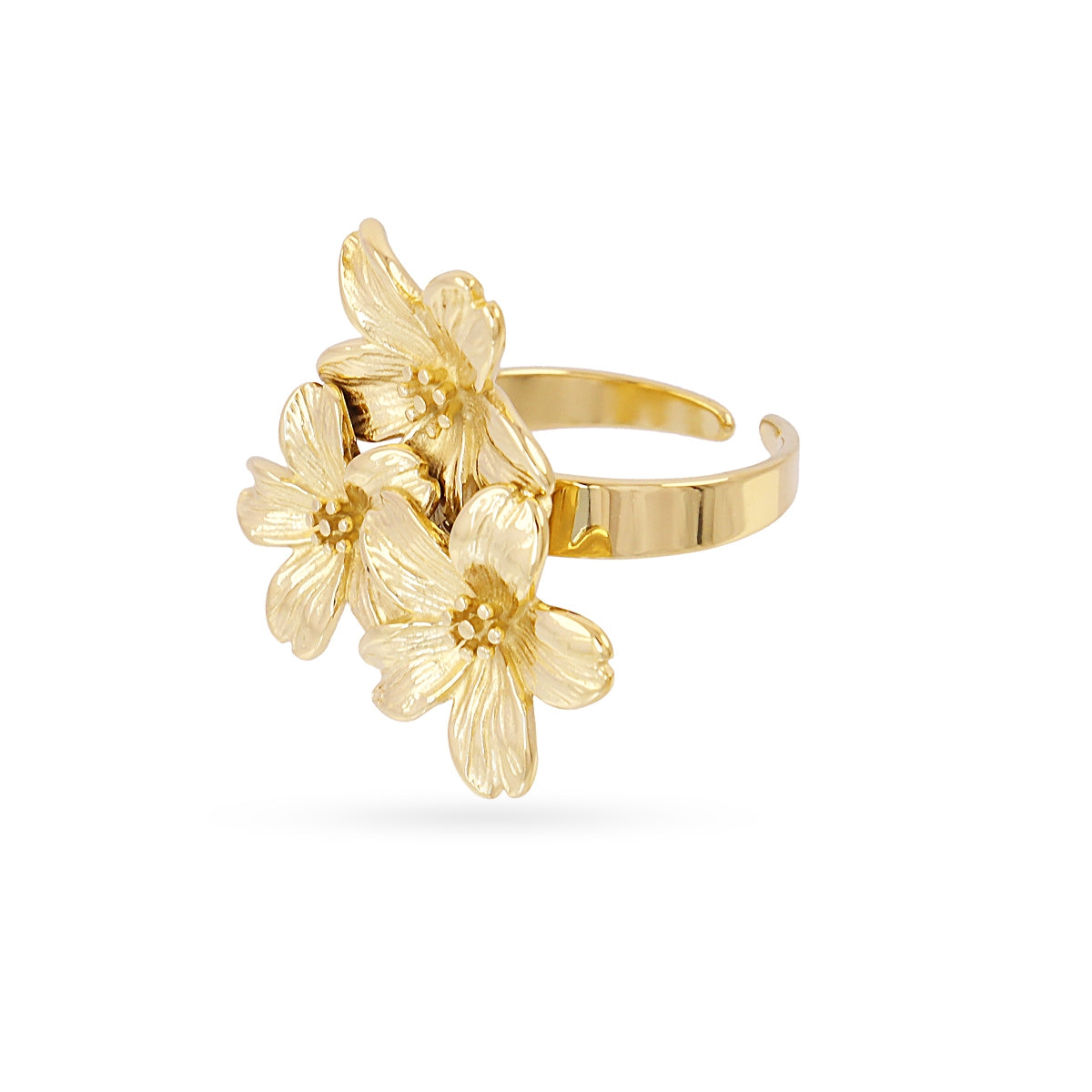 Anillo ajustable Essentials flores Dorado Anartxy