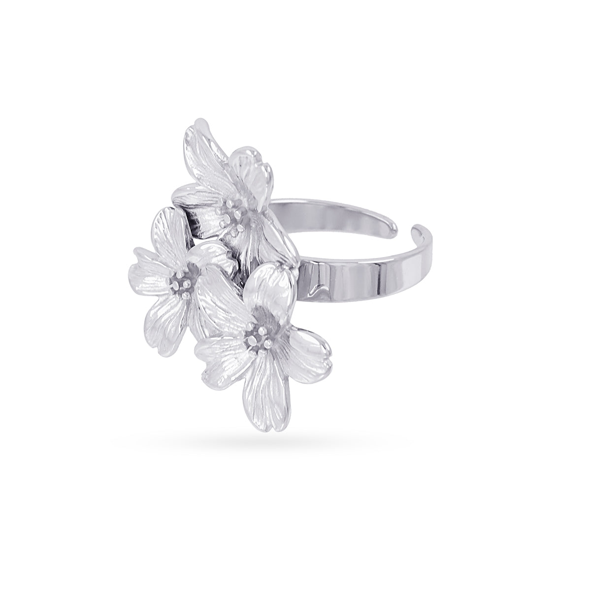 Anillo ajustable Essentials flores Plateado Anartxy
