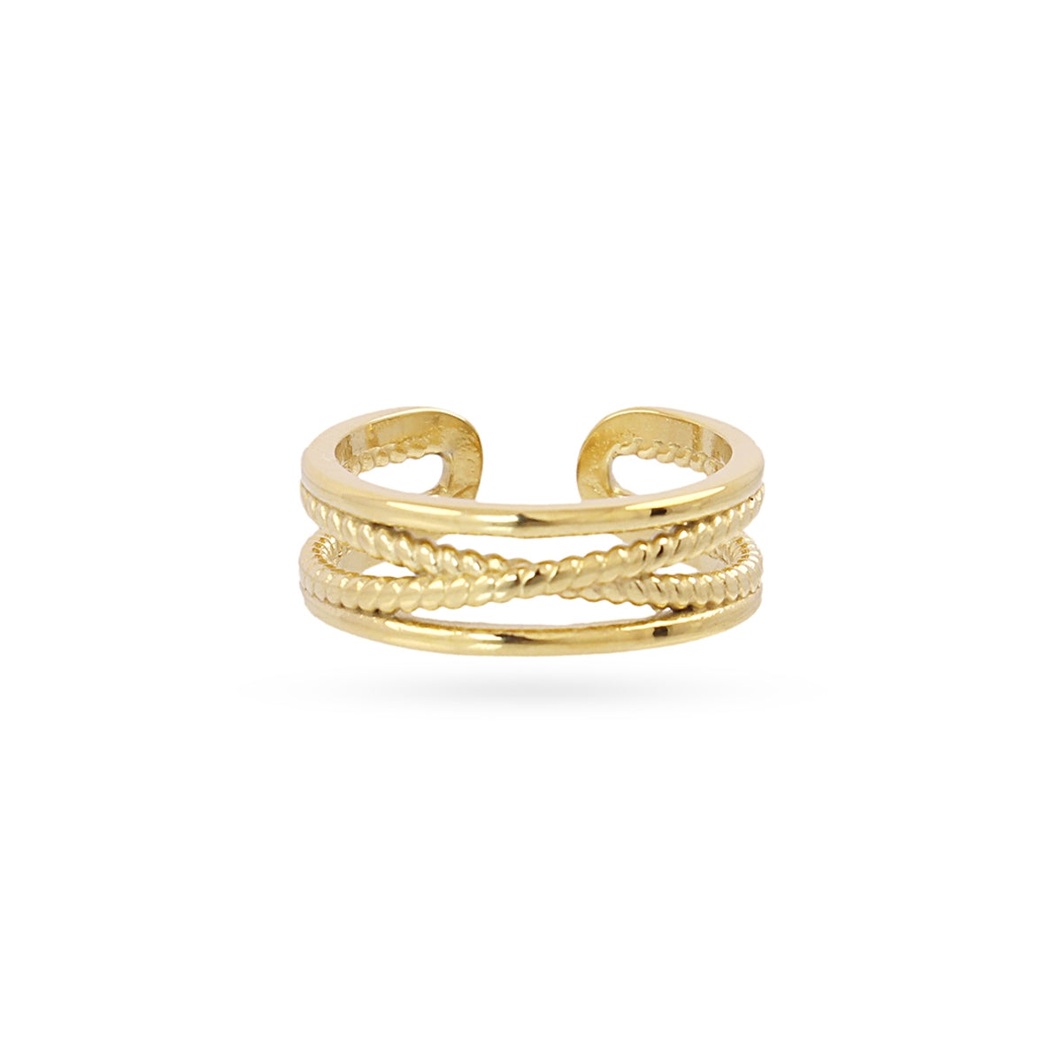 Anillo ajustable Essentials trenza Dorado Anartxy
