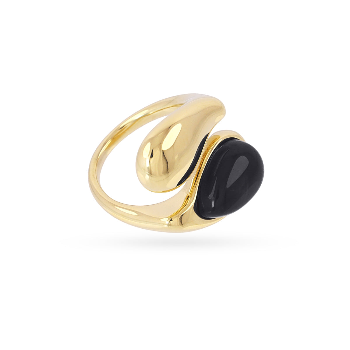 Anillo ajustable lágrimas con piedra Negro Anartxy