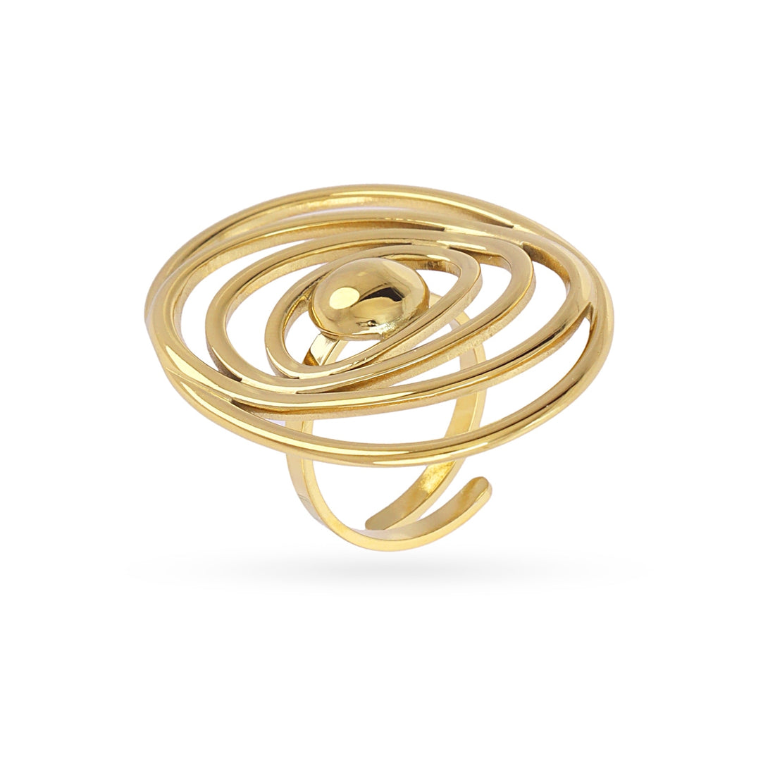 Anillo ajustable maxi espiral bañado en oro Dorado Anartxy