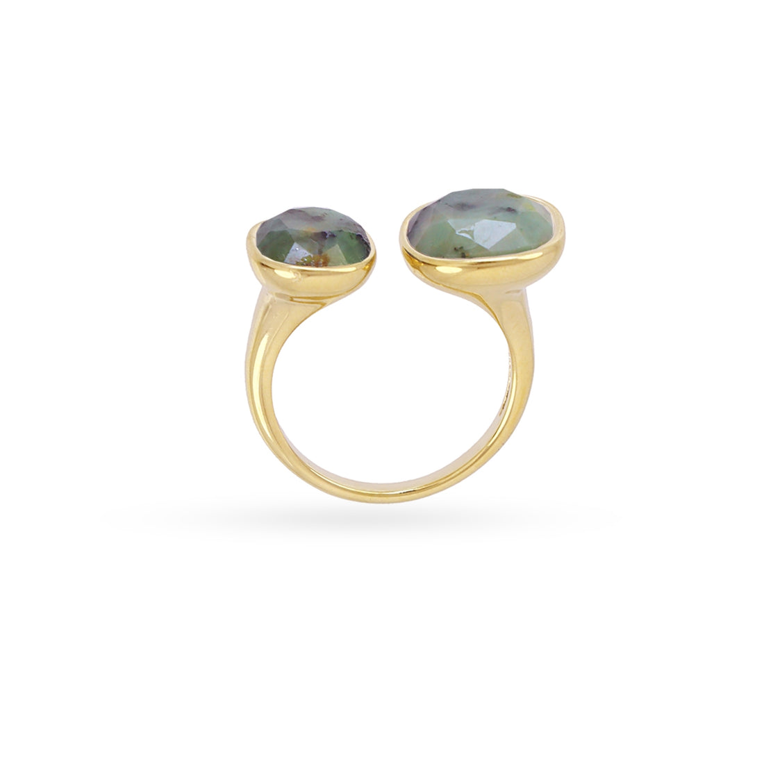 Anillo ajustable Spirit doble piedra Verde Anartxy