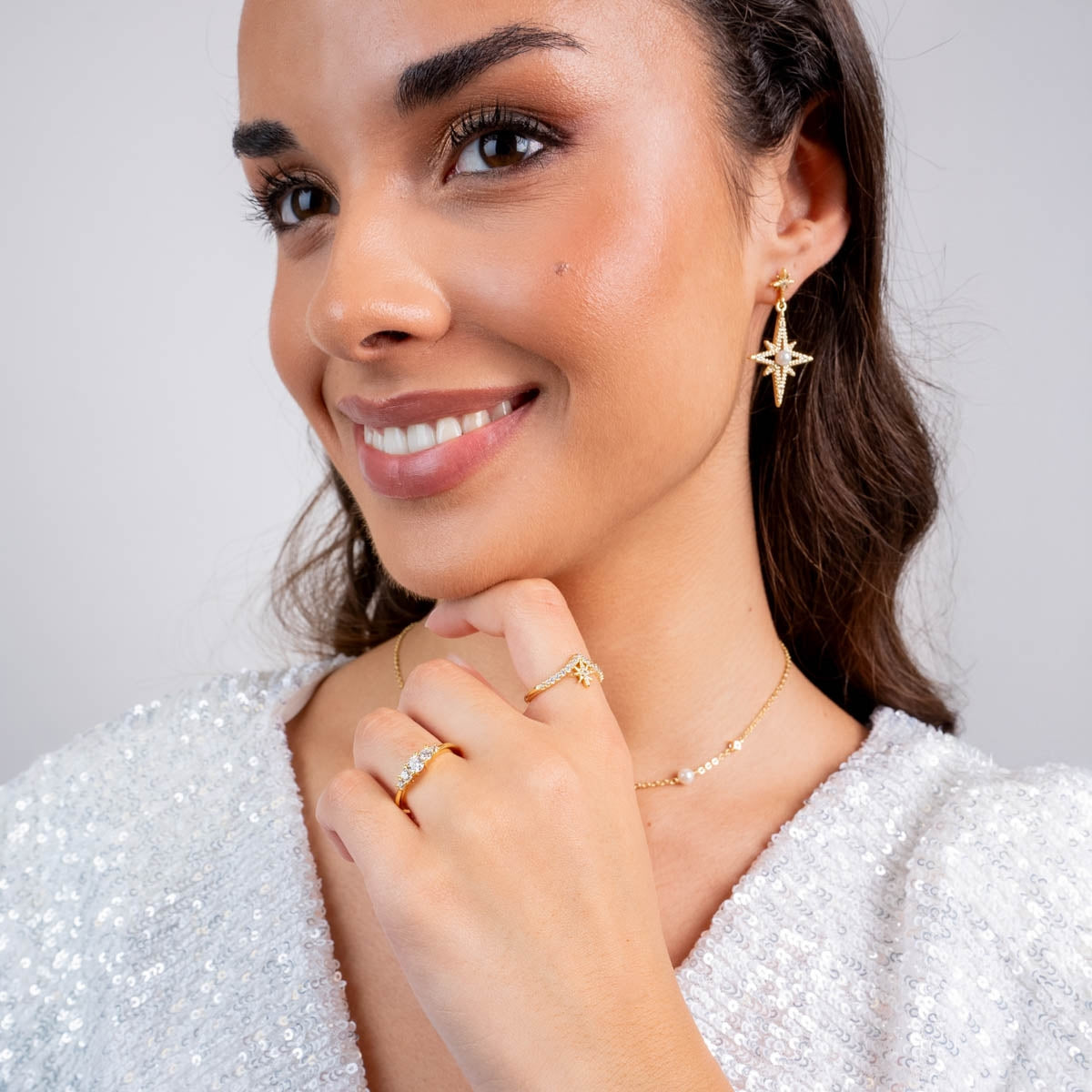 Anillo Alma chevron estrella Dorado Anartxy