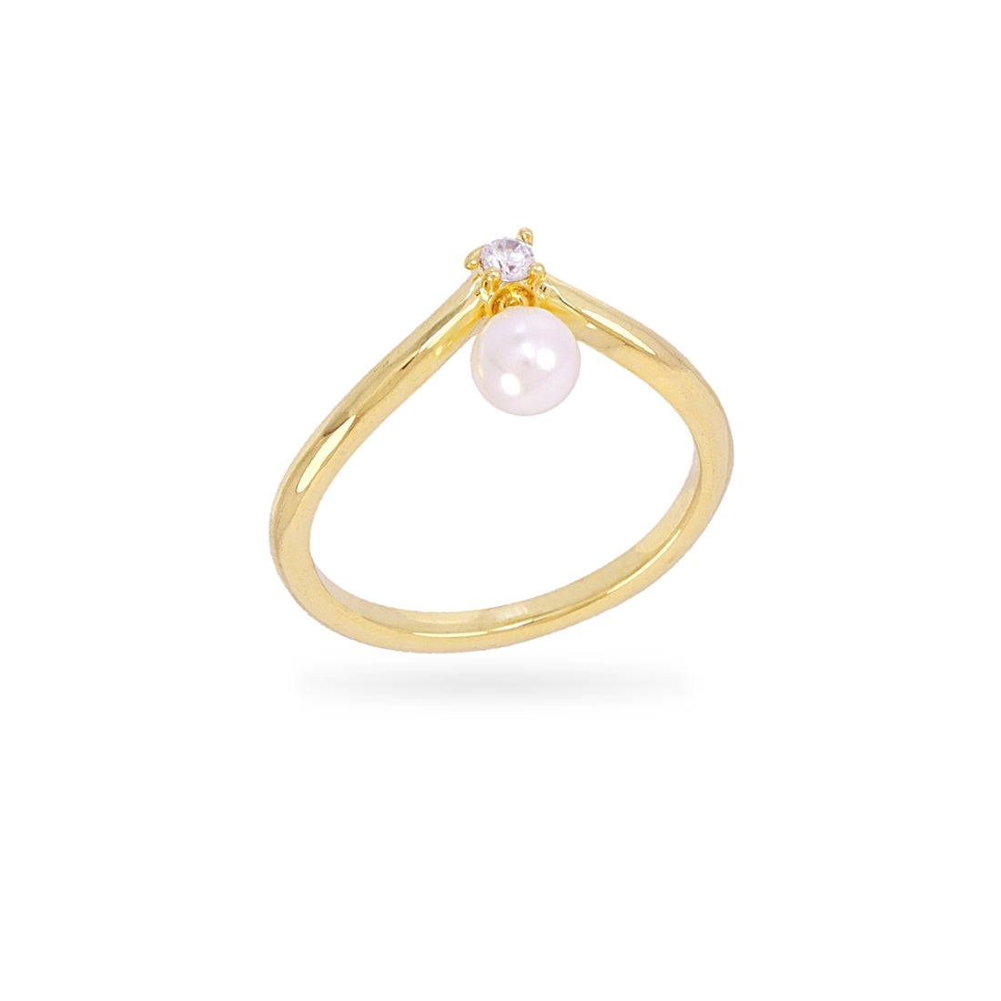 Anillo Alma chevron perla Dorado Anartxy