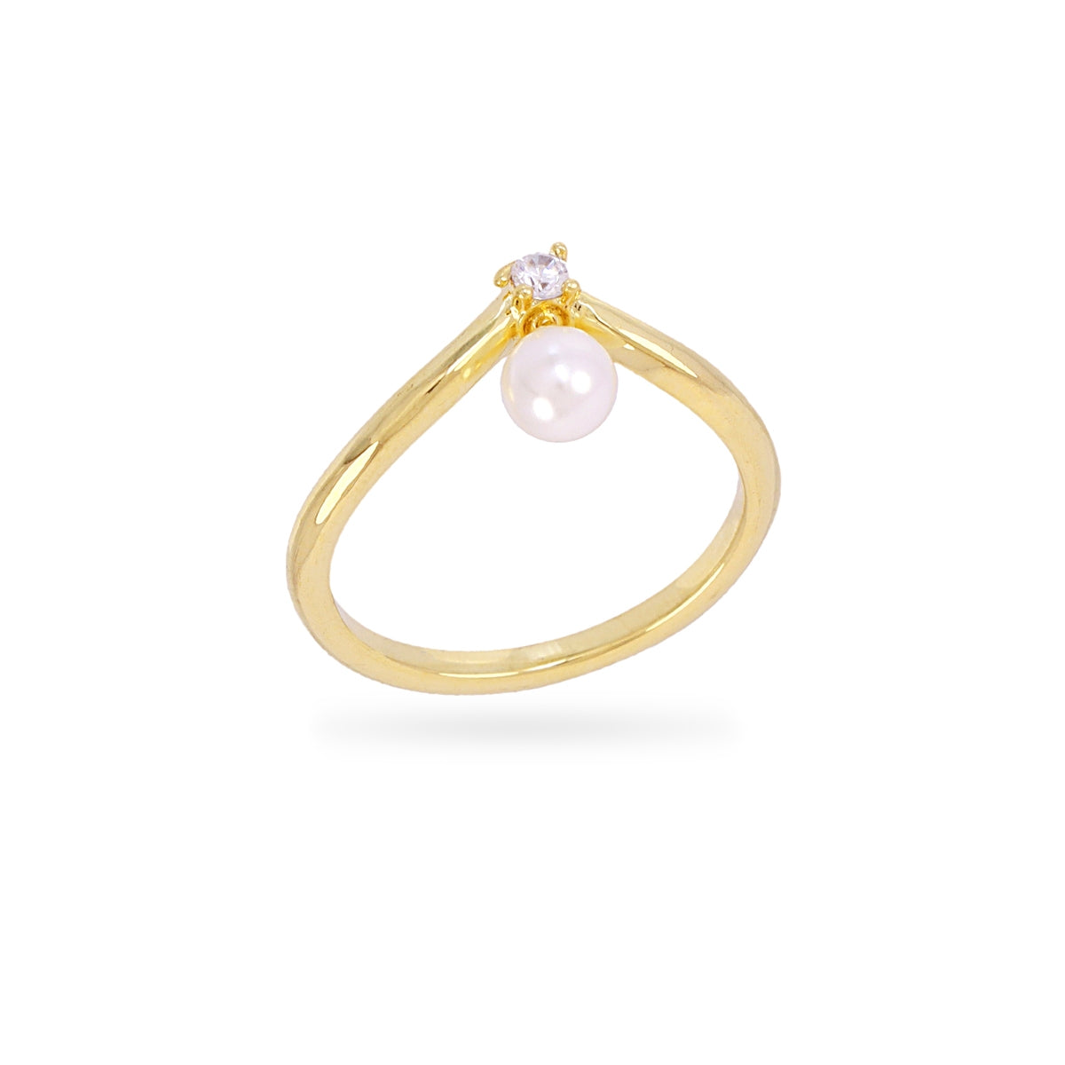 Anillo Alma chevron perla Dorado Anartxy