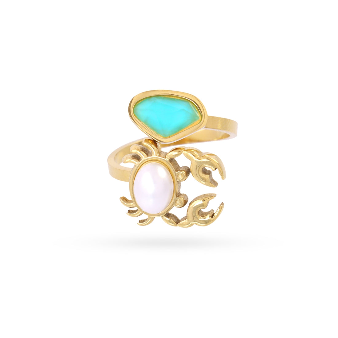 Anillo Aqua Silt Dorado Anartxy