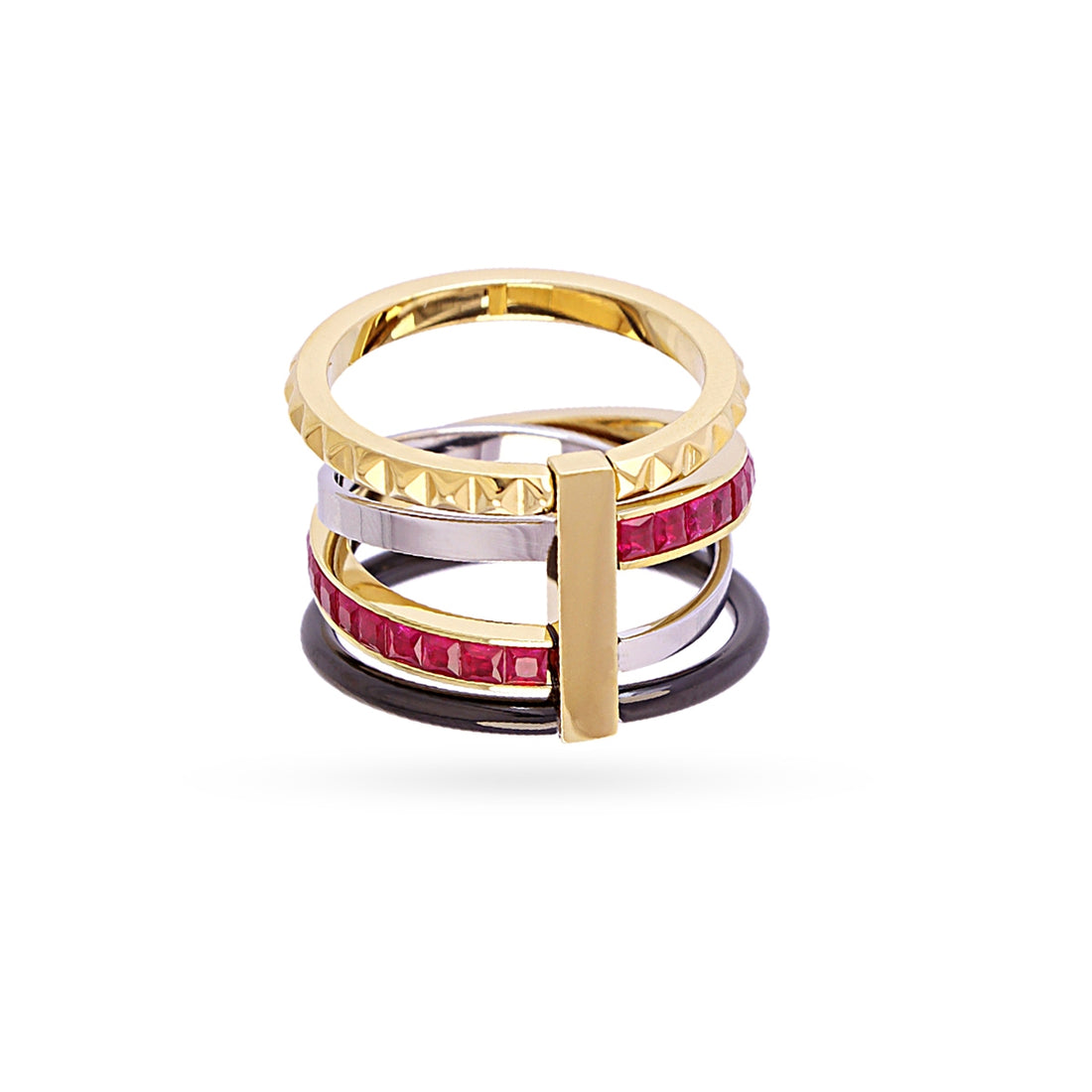 Anillo entrelazado Vandal multicolor Fucsia Anartxy