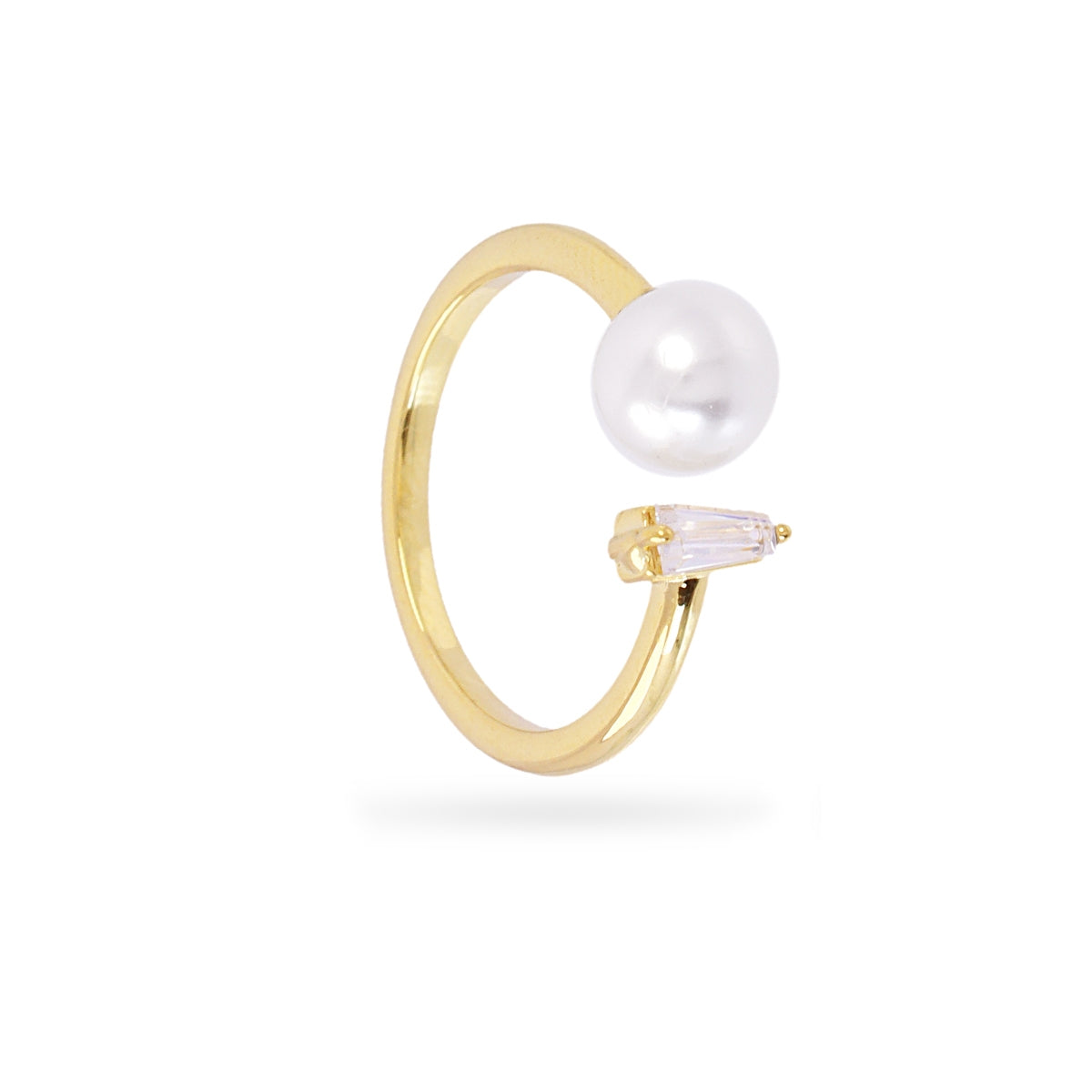 Anillo fino Alma perla y circonita Dorado Anartxy
