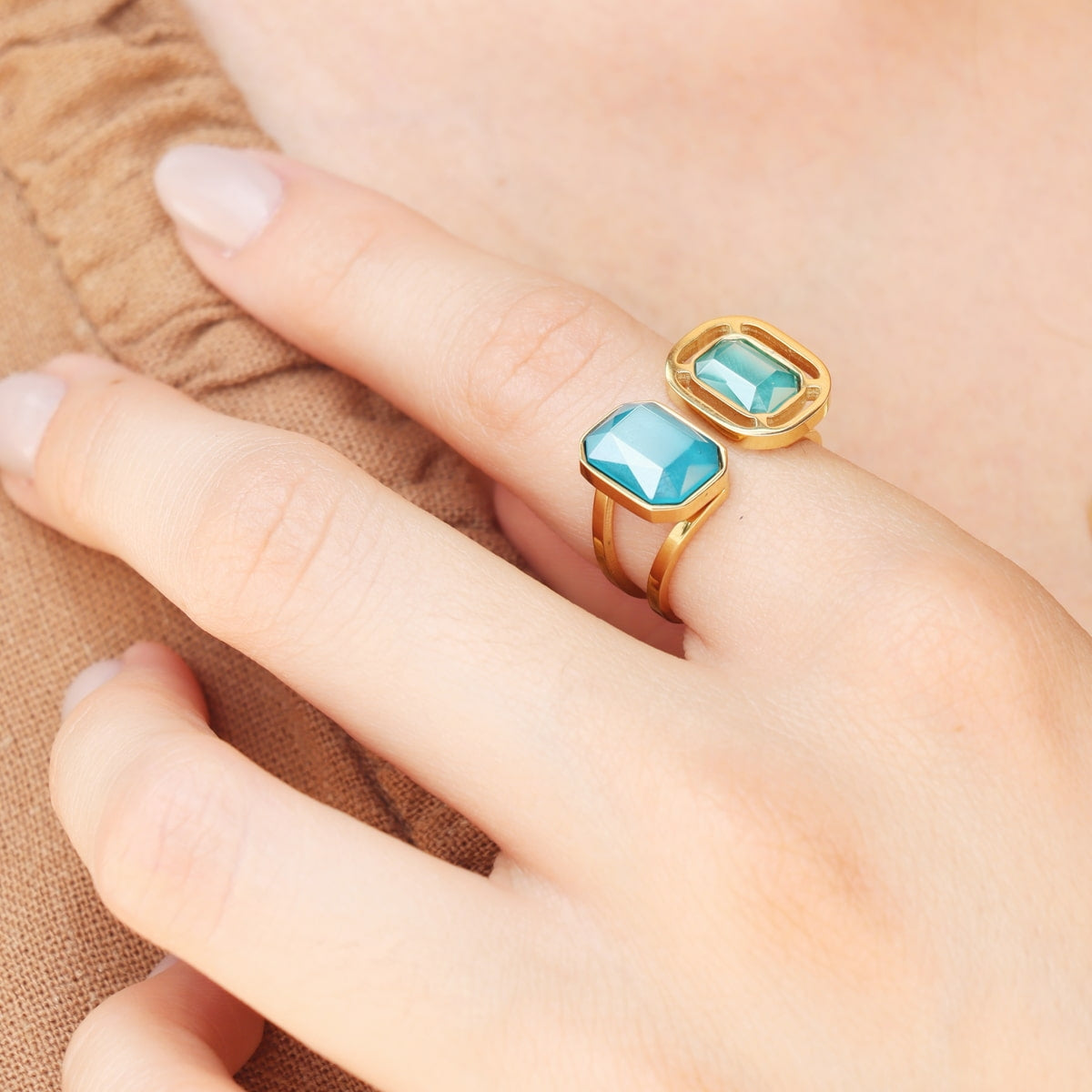 Anillo Pixels Lunitha Azul Anartxy