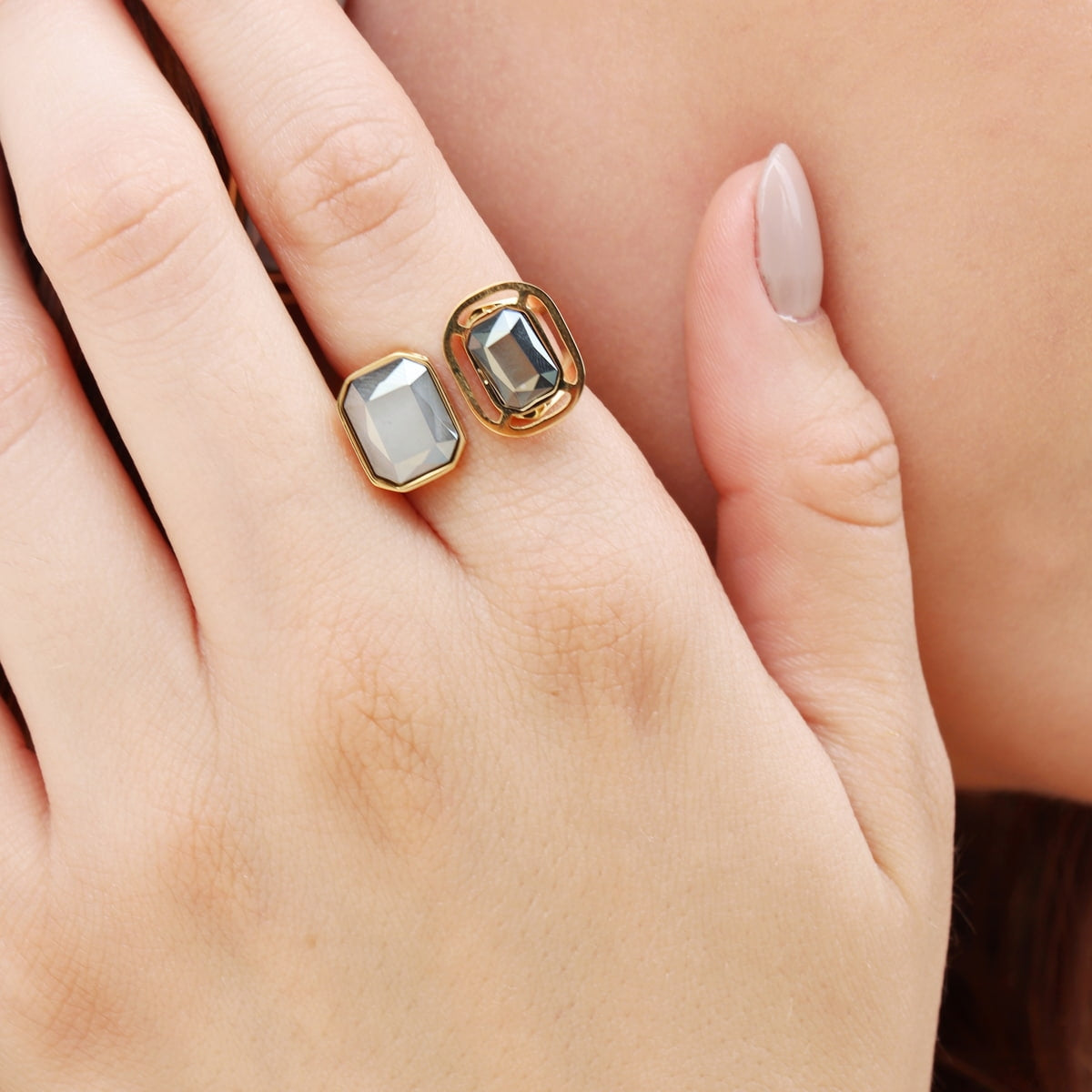 Anillo Pixels Lunitha Gris Anartxy