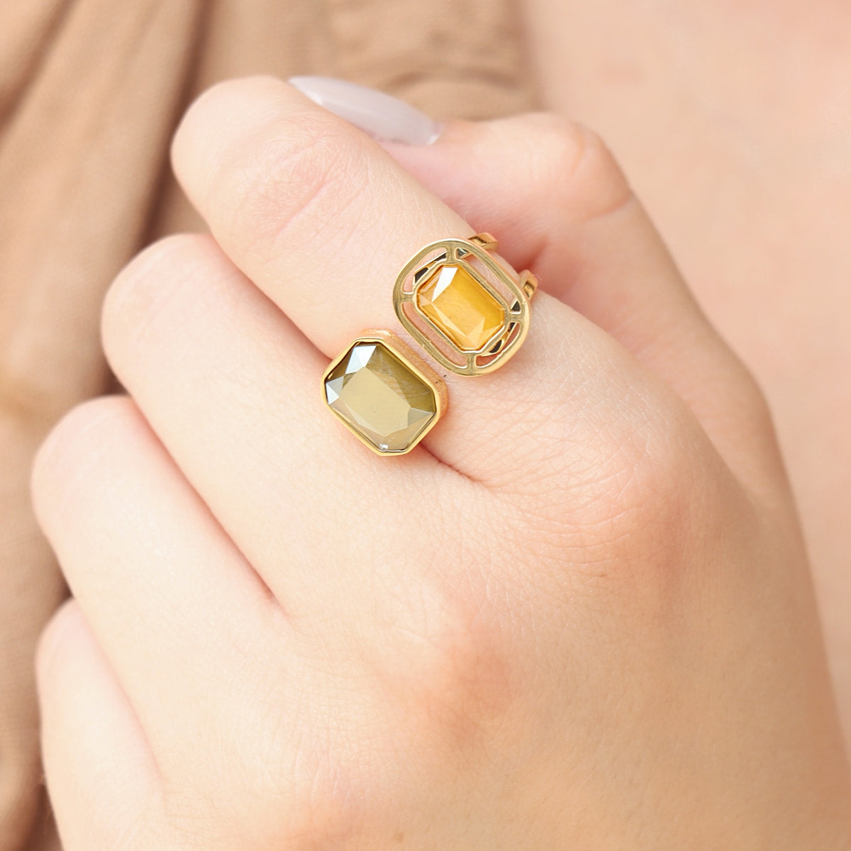 Anillo Pixels Lunitha Amarillo Anartxy