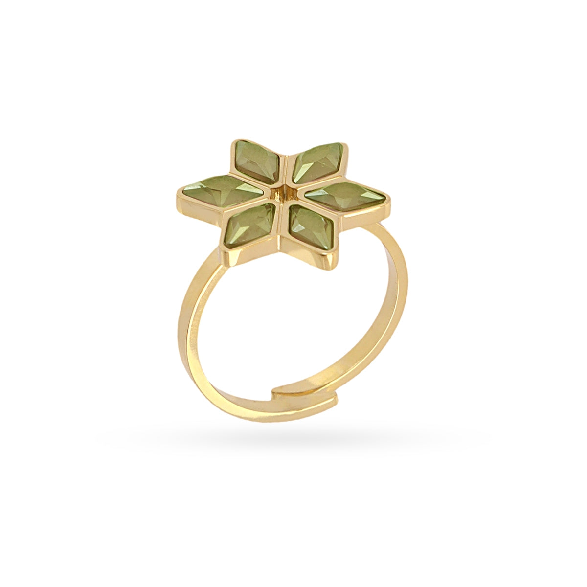 Anillo Prisma ajustable flor Verde Anartxy