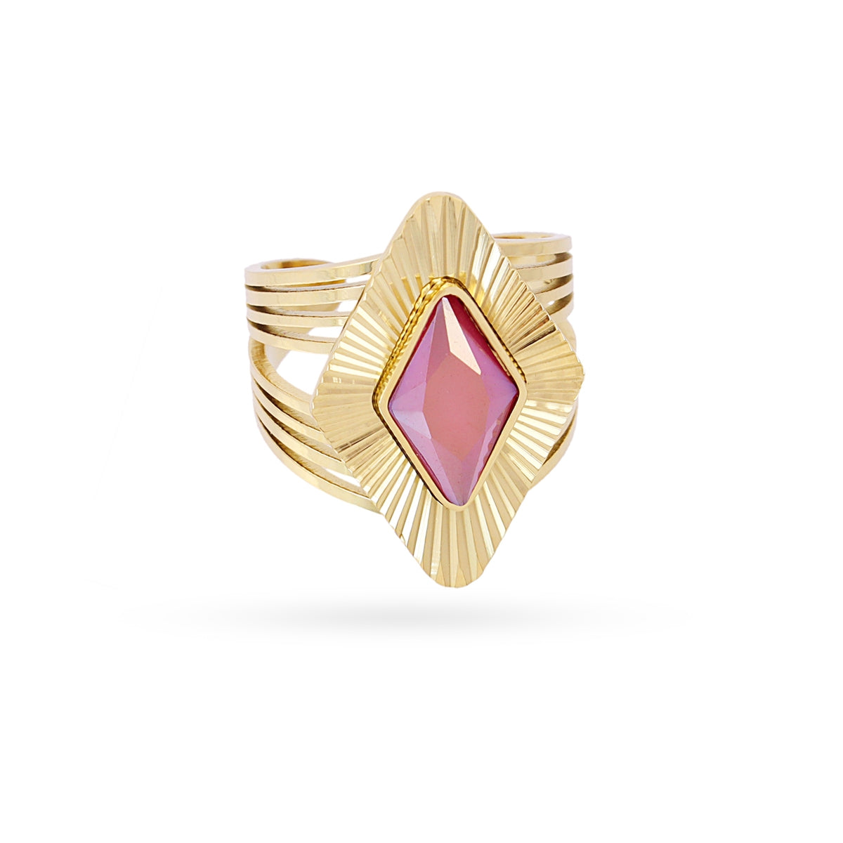 Anillo Prisma ajustable rombo Rosa Anartxy