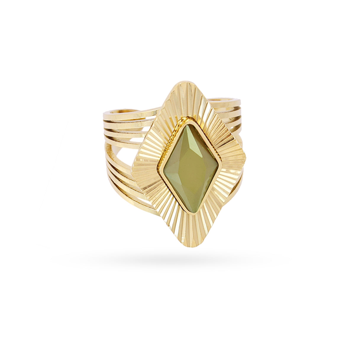 Anillo Prisma ajustable rombo Verde Anartxy