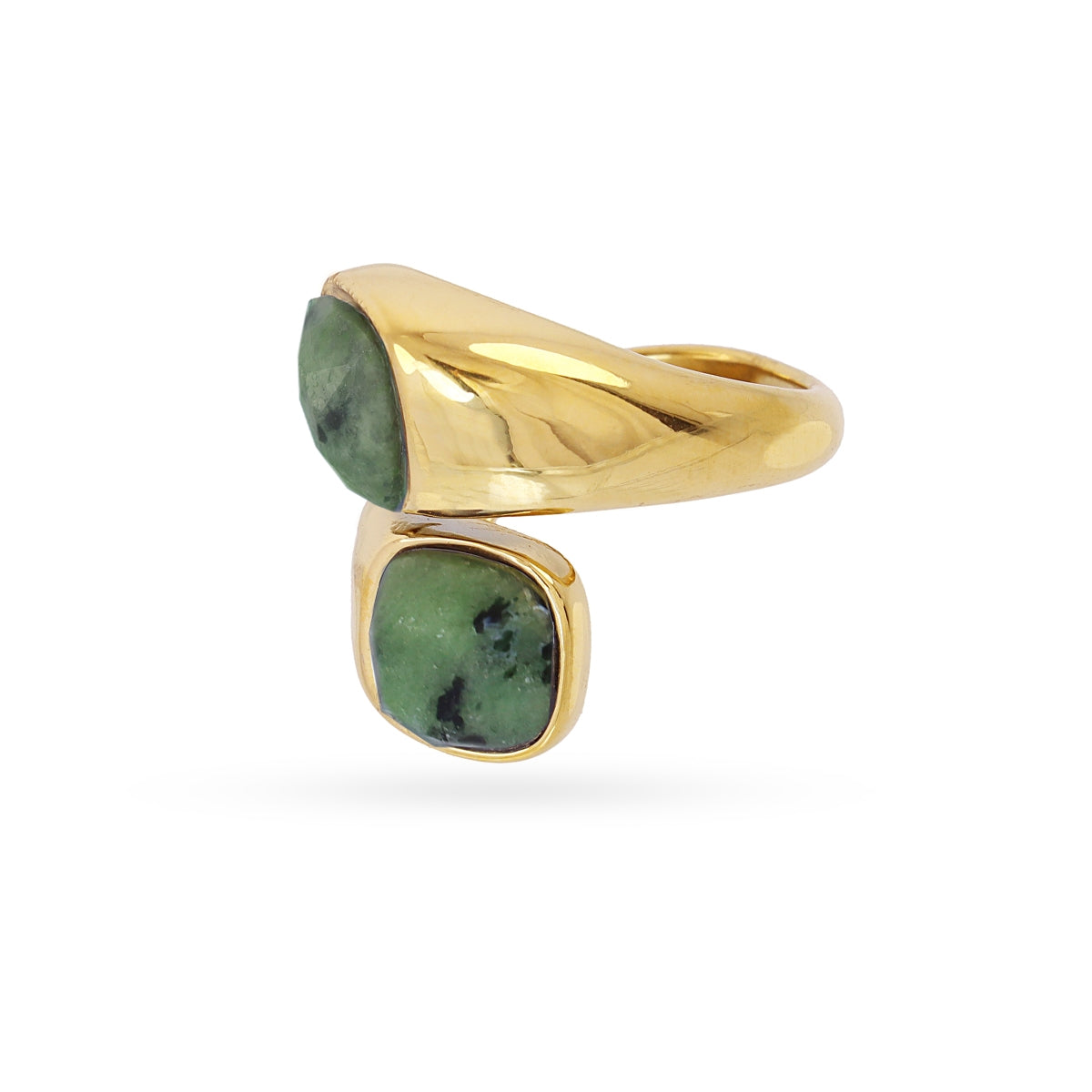 Anillo Spirit doble piedra natural Verde Anartxy