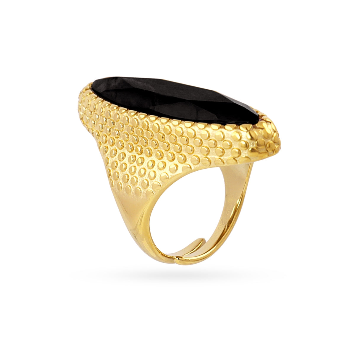 Anillo Spirit sello piedra marquesa Negro Anartxy