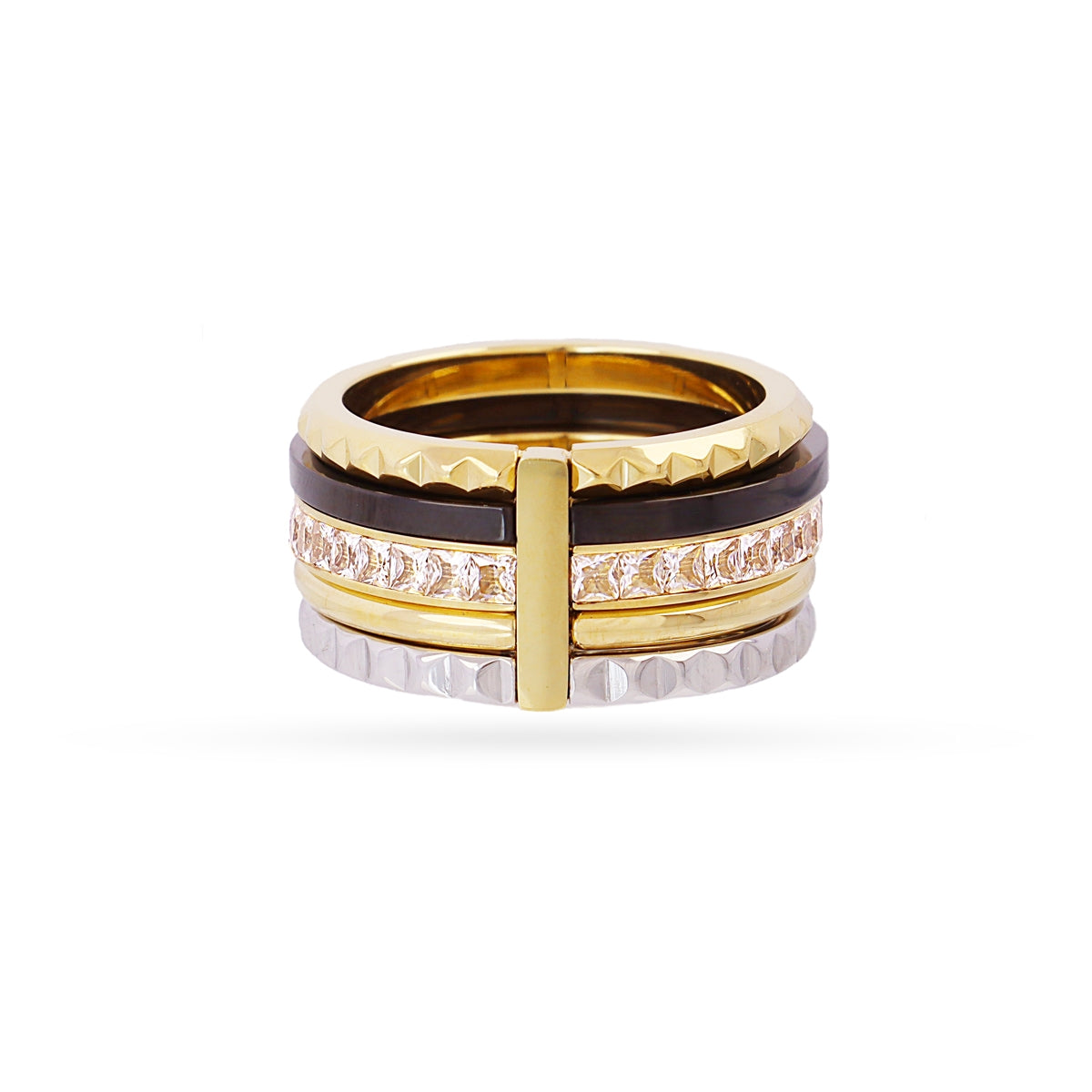 Anillo Vandal bandas unidas multicolor Blanco Anartxy