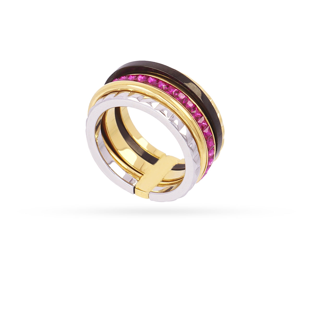 Anillo Vandal bandas unidas multicolor Fucsia Anartxy