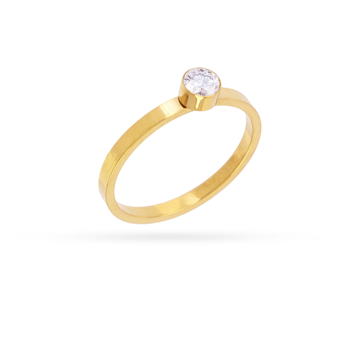 Anillo Vandal circonita blanca y baño en oro Dorado Anartxy