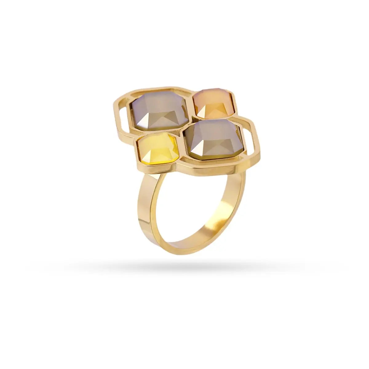 CONJUNTO PIXELS AMARILLO: anillo, collar, pendientes y pulsera Anartxy