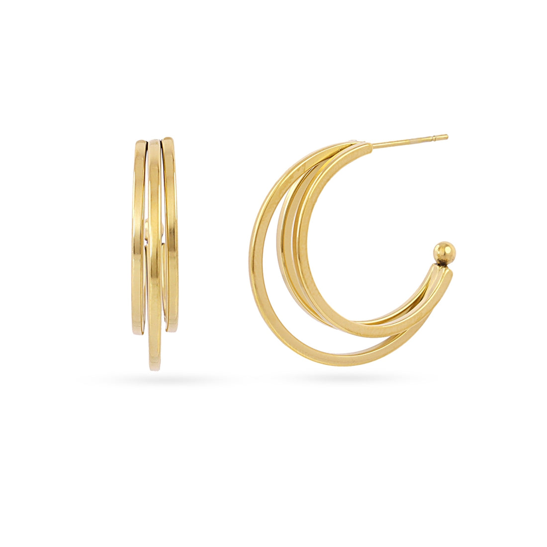 Aros abiertos Essentials triple banda plana Dorado Anartxy