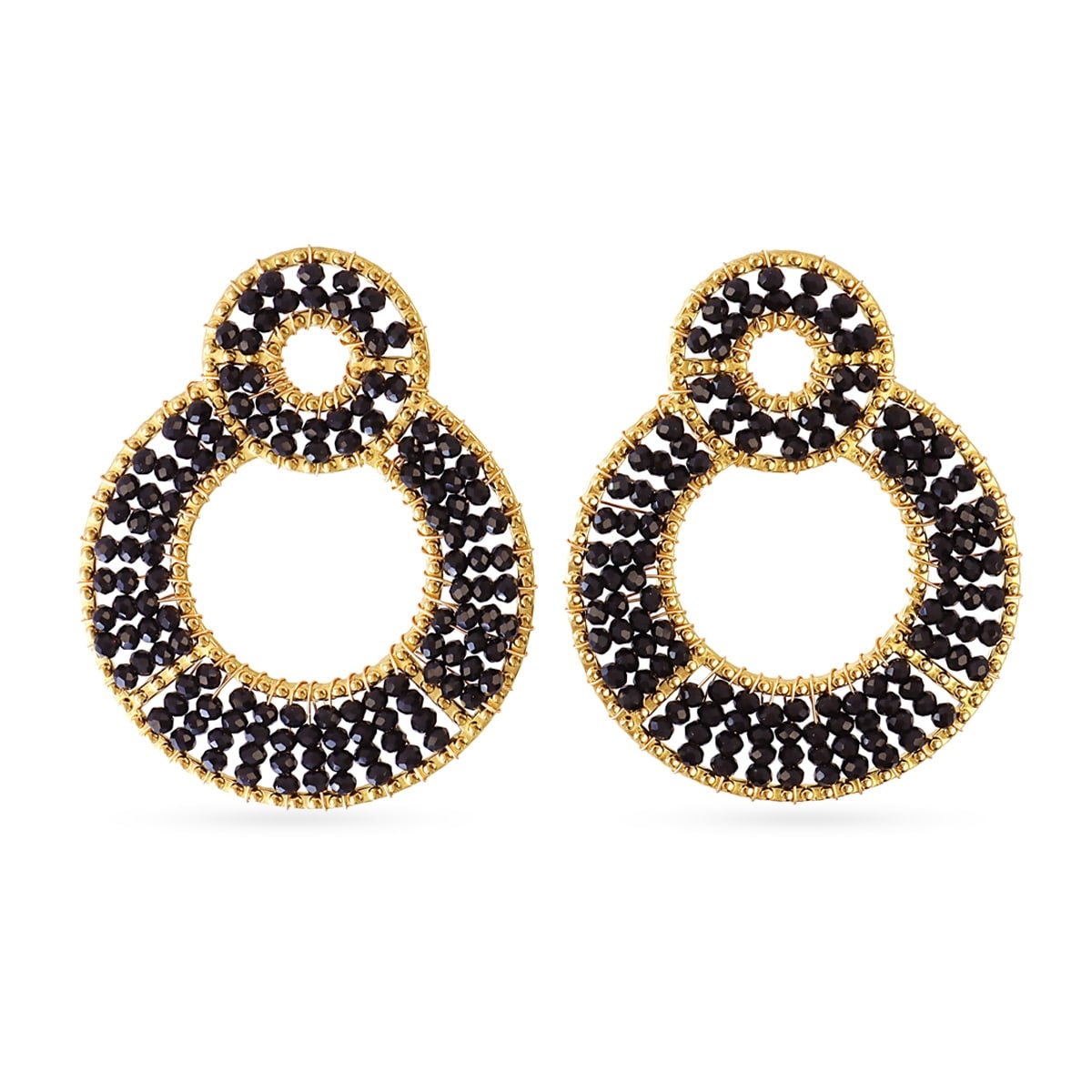 Aros doble Solea cuentas cristal Negro Anartxy