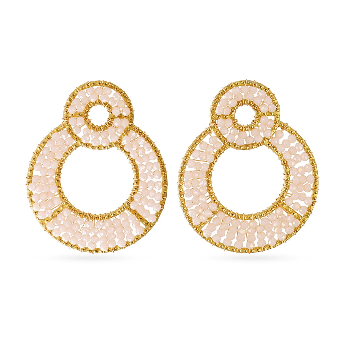 Aros doble Solea cuentas cristal Beige Anartxy