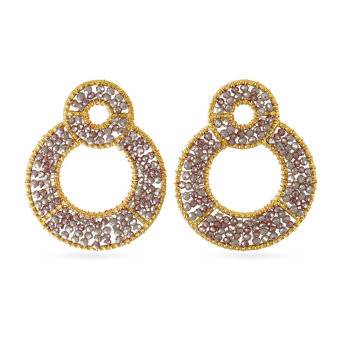 Aros doble Solea cuentas cristal Café Anartxy
