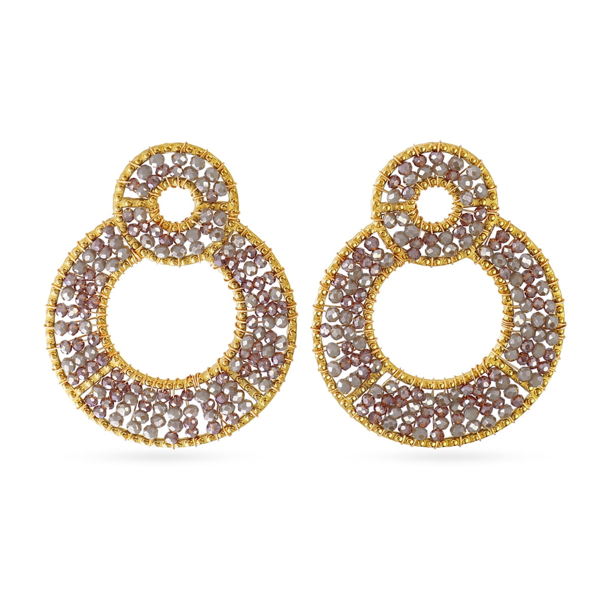 Aros doble Solea cuentas cristal Café Anartxy