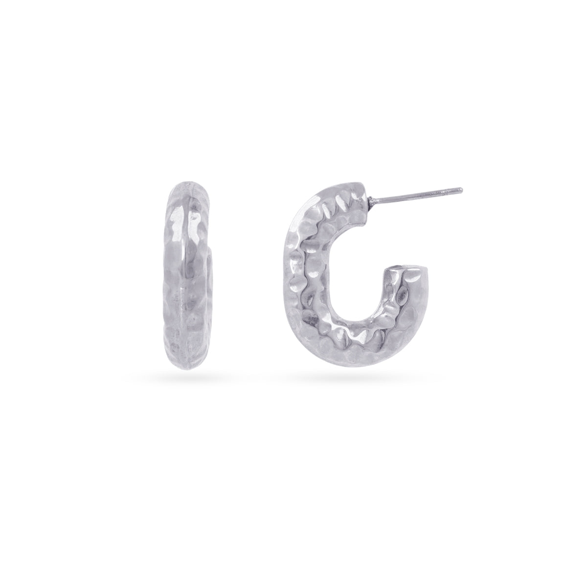 Aros Essentials oval abierto martelé Plateado Anartxy