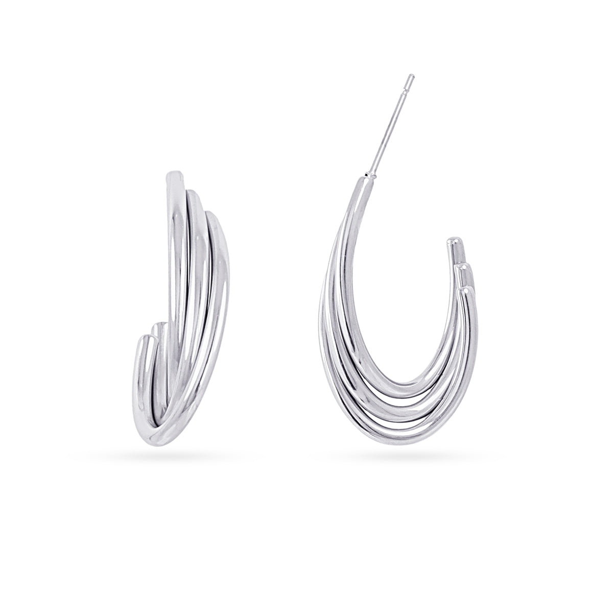 Aros Essentials ovalado acanalado Plateado Anartxy