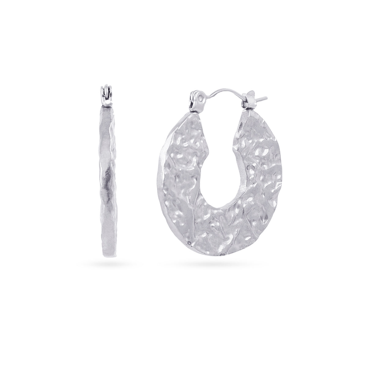 Aros Essentials óvalo martelé Plateado Anartxy