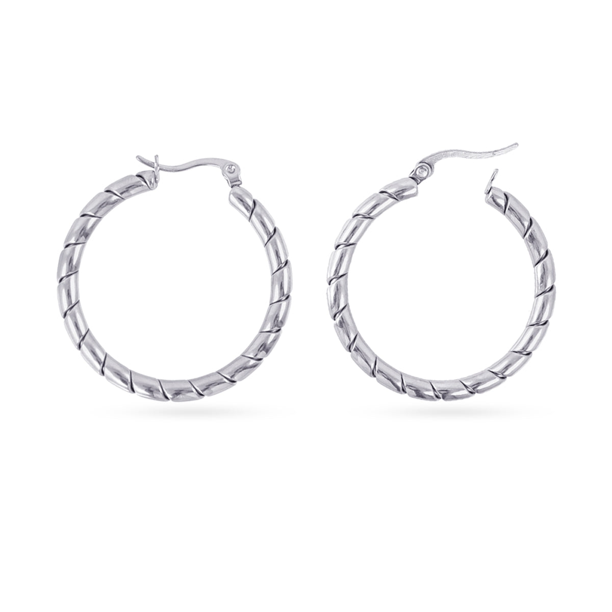 Aros Essentials trenzado bambú grandes Plateado Anartxy