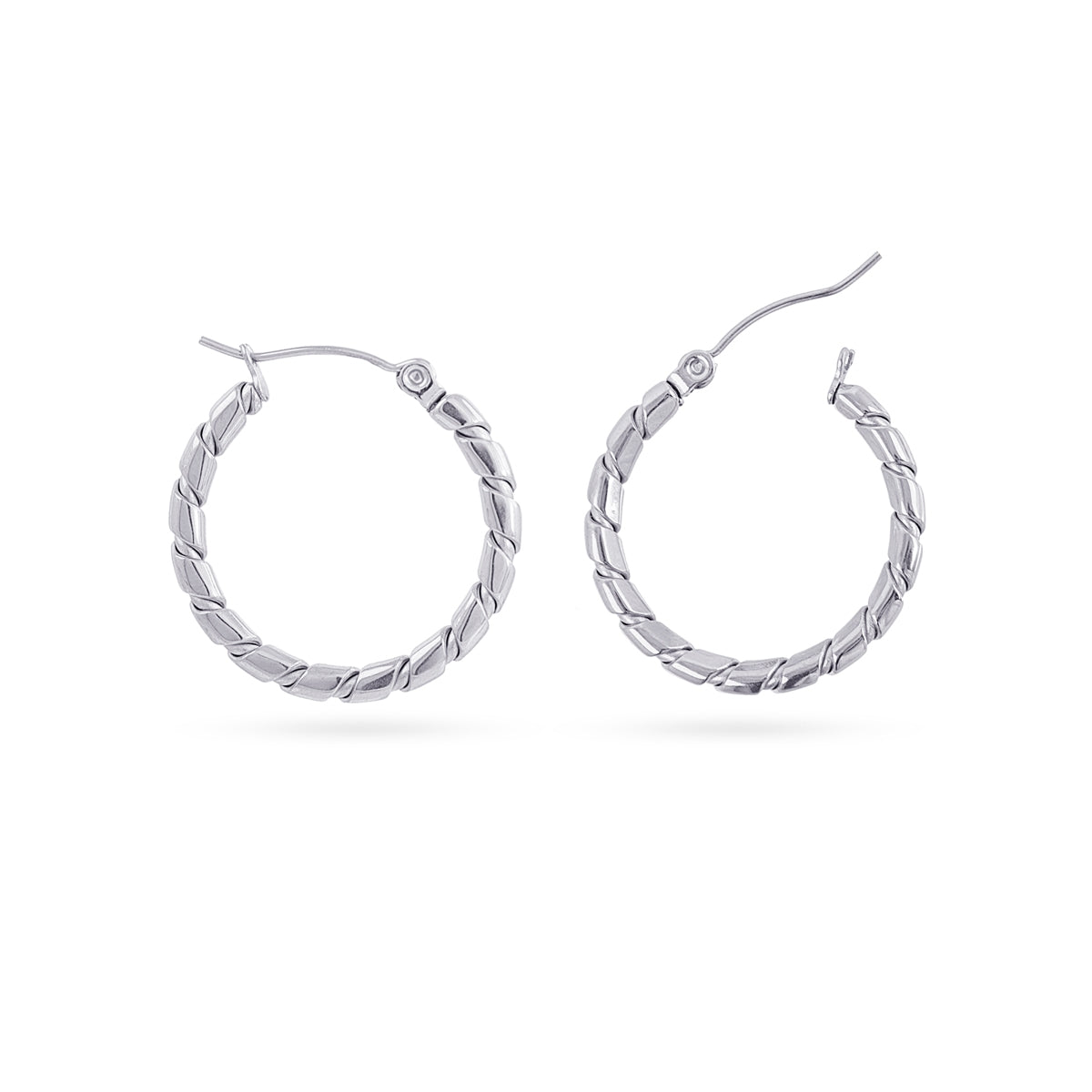 Aros Essentials trenzado bambú medianos Plateado Anartxy