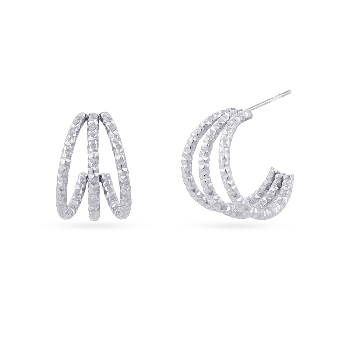 Aros Essentials triple brillo medianos Plateado Anartxy