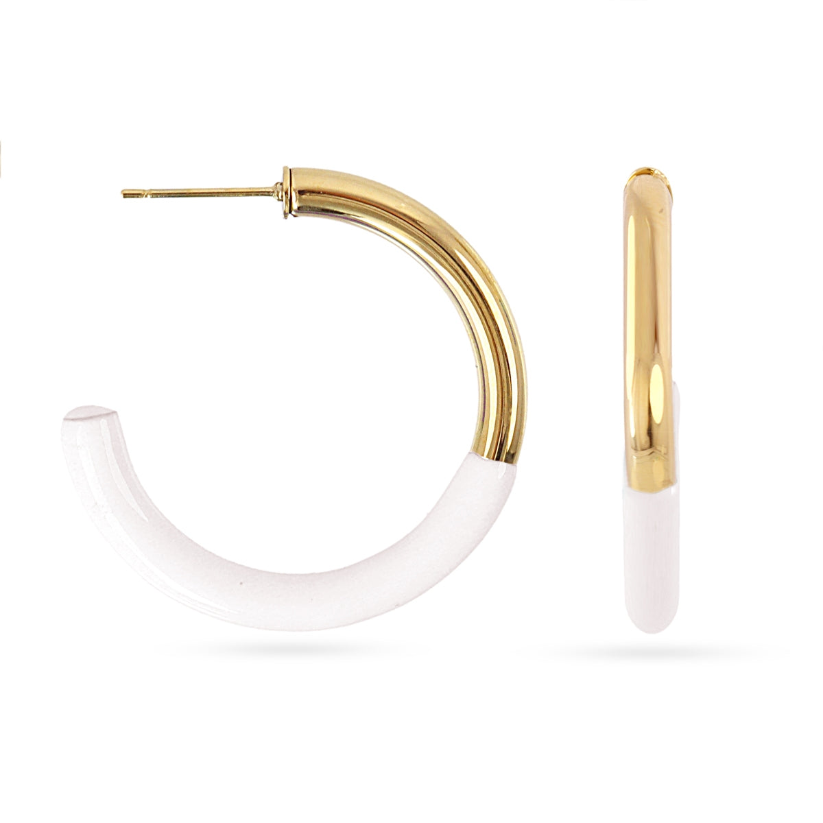 Aros finos Essentials bicolor esmaltado Blanco Anartxy